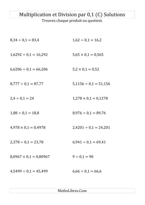 Multiplication et division de nombres décimaux par 0,1 (C) page 2