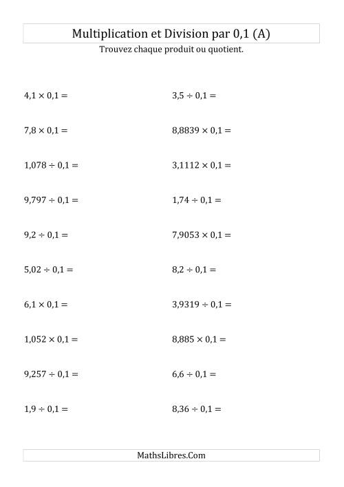 Multiplication et division de nombres décimaux par 0,1 (Tout)