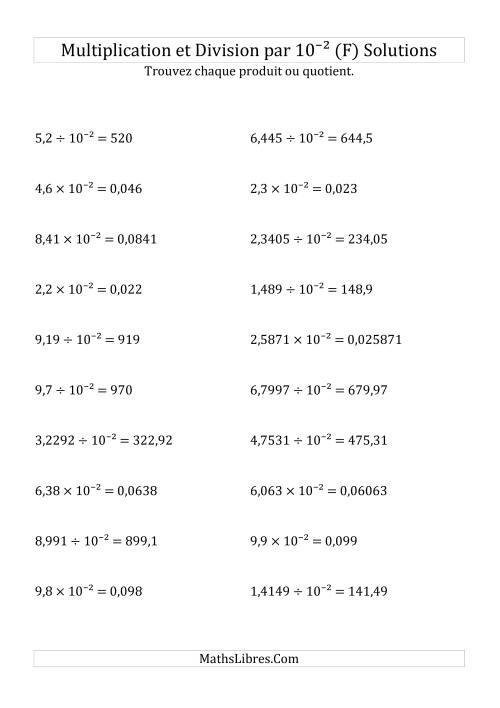 Multiplication et division de nombres décimaux par 10<sup>-2</sup> (F) page 2