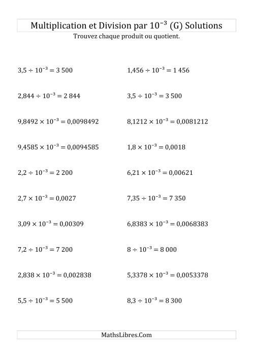 Multiplication et division de nombres décimaux par 10<sup>-3</sup> (G) page 2