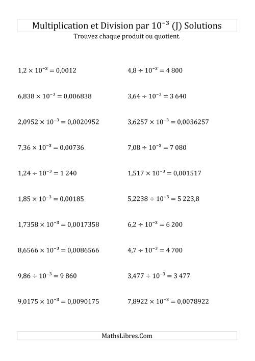 Multiplication et division de nombres décimaux par 10<sup>-3</sup> (J) page 2