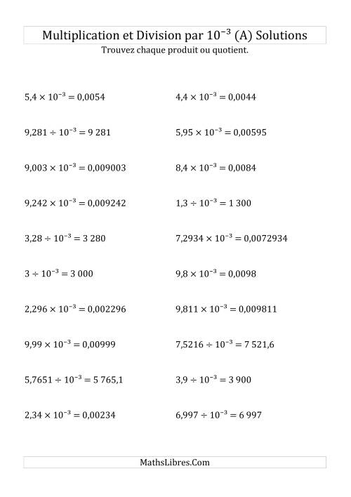 Multiplication et division de nombres décimaux par 10<sup>-3</sup> (Tout) page 2