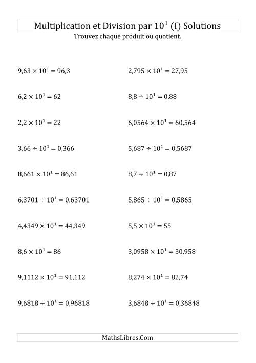 Multiplication et division de nombres décimaux par 10<sup>1</sup> (I) page 2