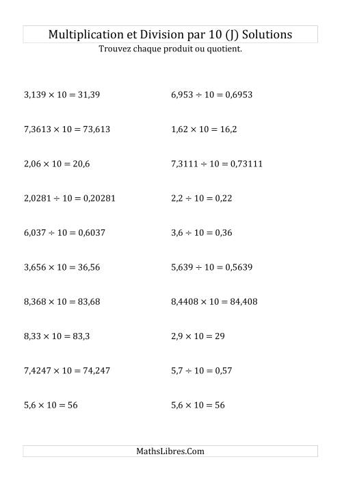 Multiplication et division de nombres décimaux par 10 (J) page 2
