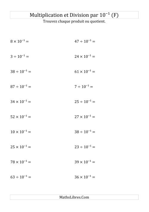 Multiplication et division de nombres entiers par 10<sup>-1</sup> (F)