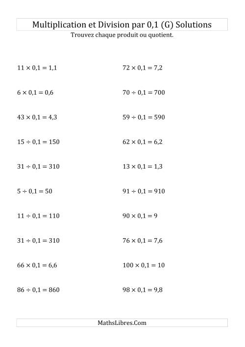 Multiplication et division de nombres entiers par 0,1 (G) page 2
