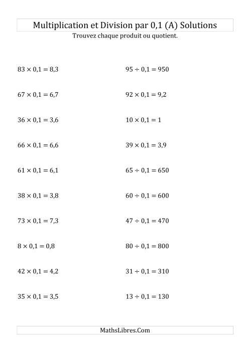Multiplication et division de nombres entiers par 0,1 (Tout) page 2