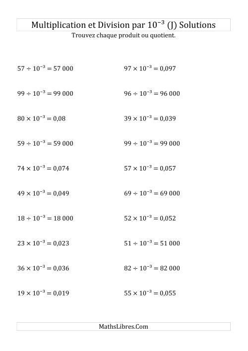Multiplication et division de nombres entiers par 10<sup>-3</sup> (J) page 2