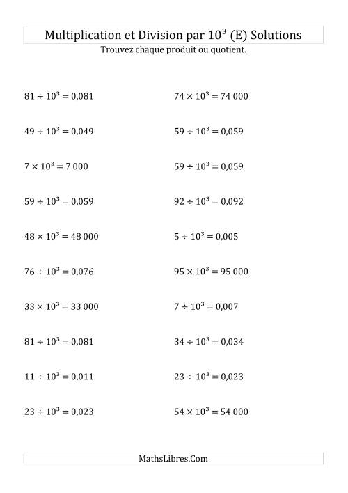 Multiplication et division de nombres entiers par 10<sup>3</sup> (E) page 2
