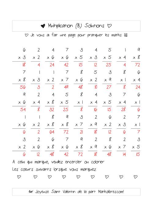 Multiplication de Nombres (A Un Chiffre) (B) page 2