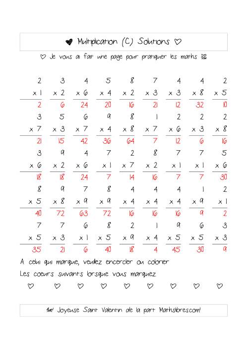 Multiplication de Nombres (A Un Chiffre) (C) page 2
