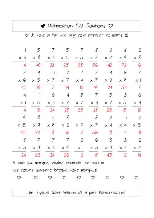 Multiplication de Nombres (A Un Chiffre) (D) page 2
