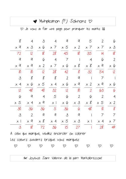 Multiplication de Nombres (A Un Chiffre) (F) page 2