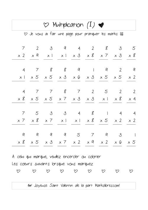 Multiplication de Nombres (A Un Chiffre) (I)