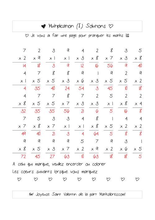 Multiplication de Nombres (A Un Chiffre) (I) page 2