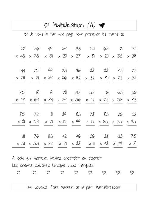 Multiplication de Nombres (A Deux Chiffres) (A)