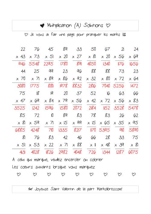 Multiplication de Nombres (A Deux Chiffres) (A) page 2