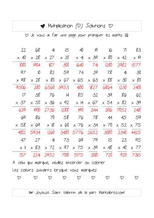 Multiplication de Nombres (A Deux Chiffres) (D) page 2