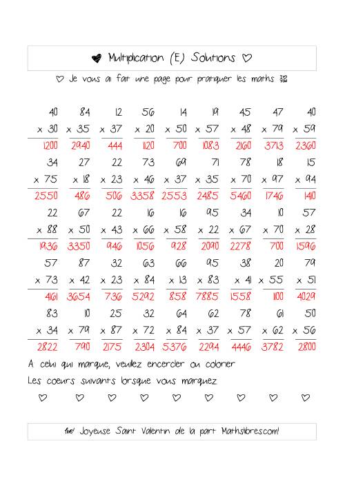 Multiplication de Nombres (A Deux Chiffres) (E) page 2