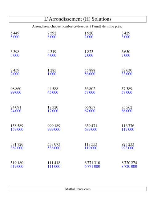 Arrondir un nombre au 1 000 près (version SI) (H) page 2