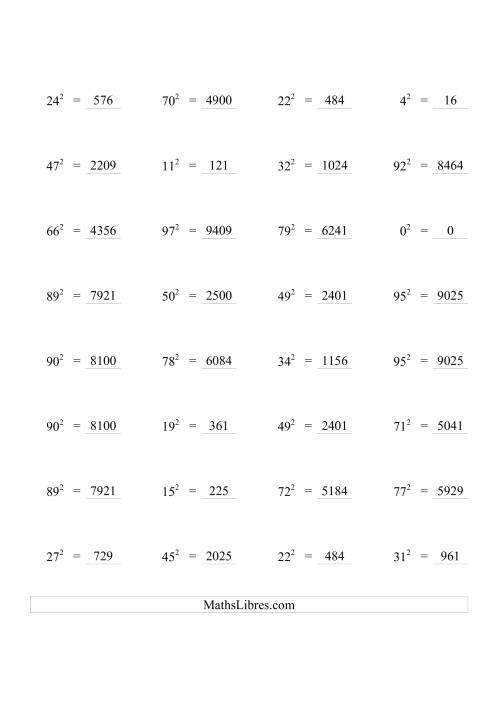 Nombres carrés jusqu'à 99 au carré (F) page 2