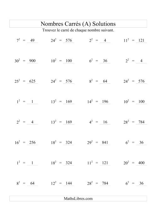 Nombres carrés jusqu'à 32 au carré (Tout) page 2