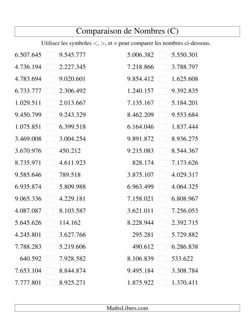 Comparaisons des chiffres jusqu'à 10.000.000 (version EU) (C)