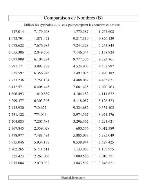 Comparaisons des chiffres jusqu'à 10.000.000 rapprochés (version EU) (B)