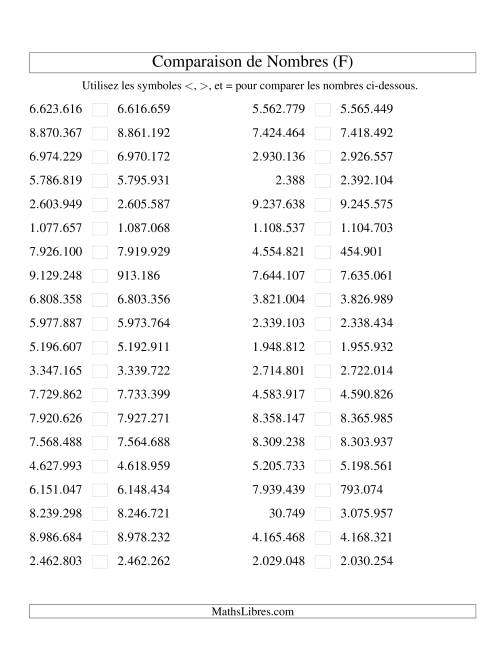 Comparaisons des chiffres jusqu'à 10.000.000 rapprochés (version EU) (F)
