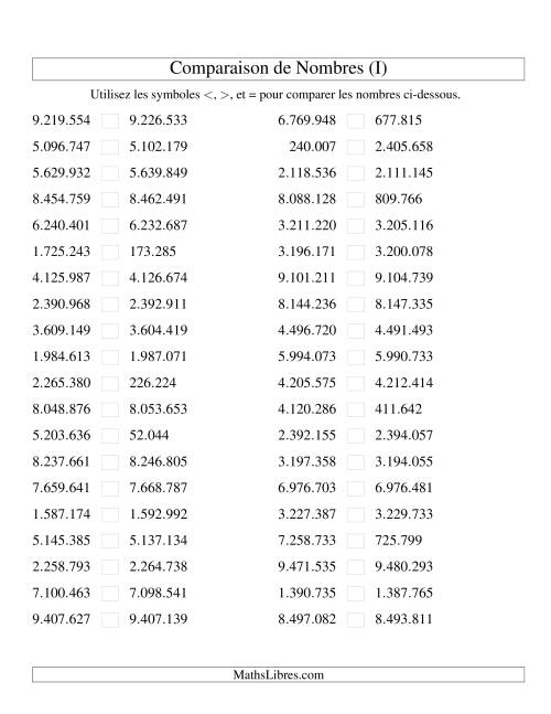 Comparaisons des chiffres jusqu'à 10.000.000 rapprochés (version EU) (I)