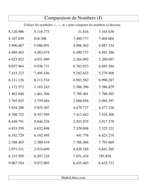 Comparaisons des chiffres jusqu'à 10.000.000 rapprochés (version EU) (J)