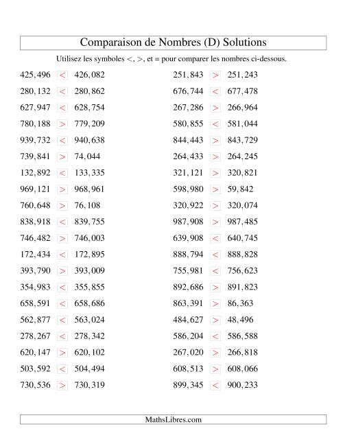 Comparaisons des chiffres jusqu'à 1,000,000 rapprochés (version US) (D) page 2