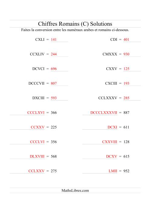 Conversion de chiffres romains jusqu'à 1000 (format compact) (C) page 2