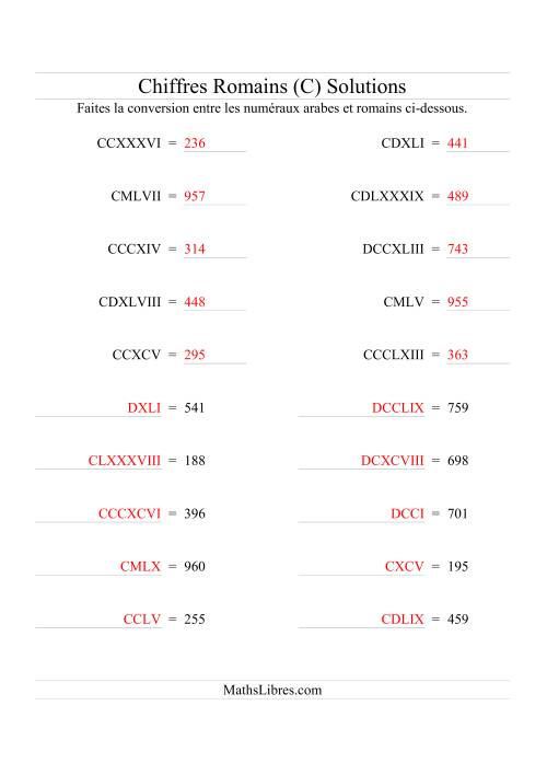 Conversion de chiffres romains jusqu'à 1000 (format standard) (C) page 2
