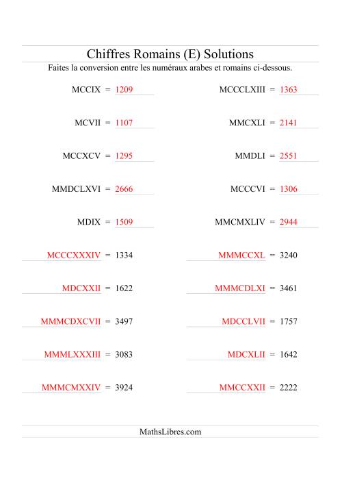 Conversion de chiffres romains jusqu'à 3999 (format standard) (E) page 2