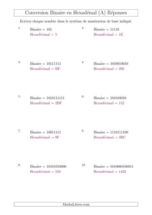 Conversion de Nombres Binaires en Nombres Hexadécimaux (Tout) page 2
