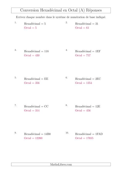 Conversion de Nombres Hexadécimaux en Nombres Octaux (Tout) page 2