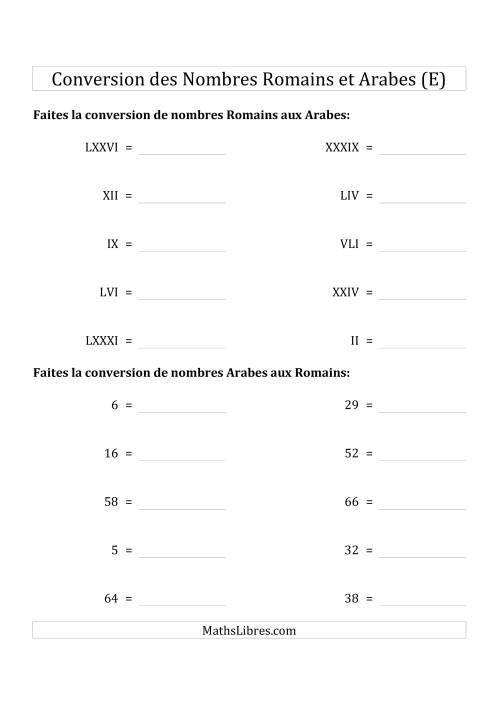 Conversion des Nombres Romains et Arabes Jusqu'à C (Format Compact) (E)