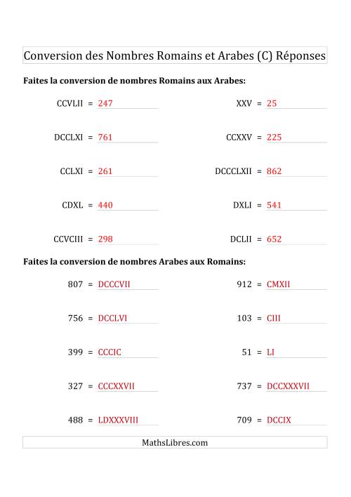 Conversion des Nombres Romains et Arabes Jusqu'à M (Format Compact) (C) page 2