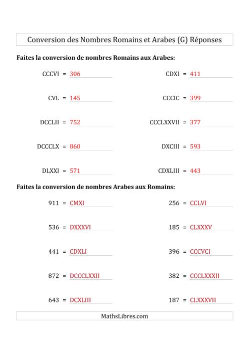 Conversion des Nombres Romains et Arabes Jusqu'à M (Format Compact) (G) page 2
