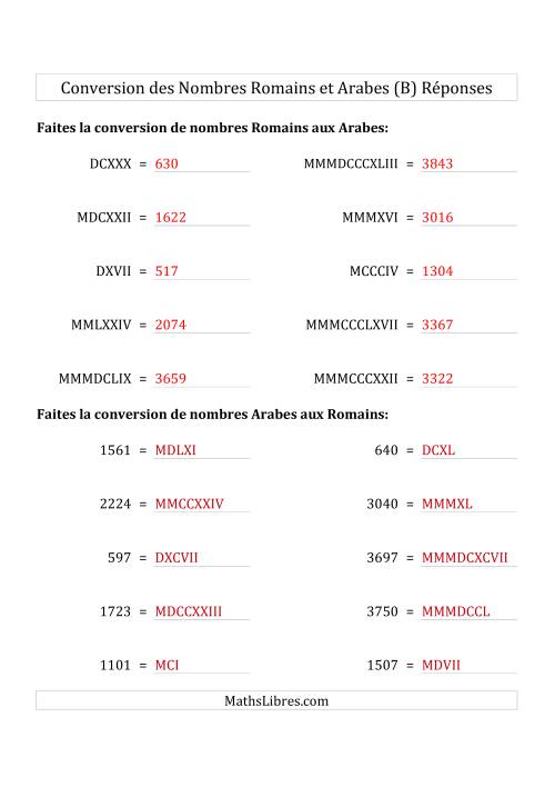 Conversion des Nombres Romains et Arabes Jusqu'à MMMCMXCIX (Format Standard) (B) page 2