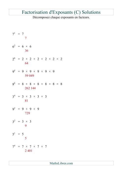 Décomposition de nombres en facteurs premiers (base 1 à 9; exposant 1 à 6) (C) page 2