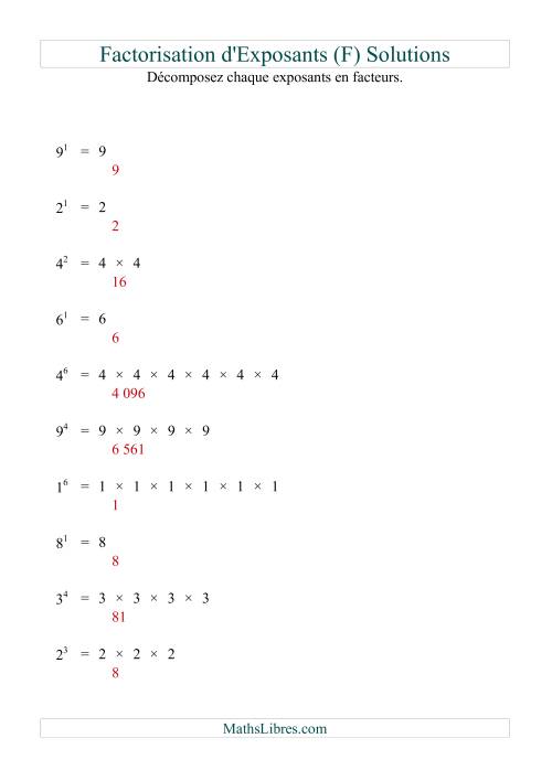 Décomposition de nombres en facteurs premiers (base 1 à 9; exposant 1 à 6) (F) page 2