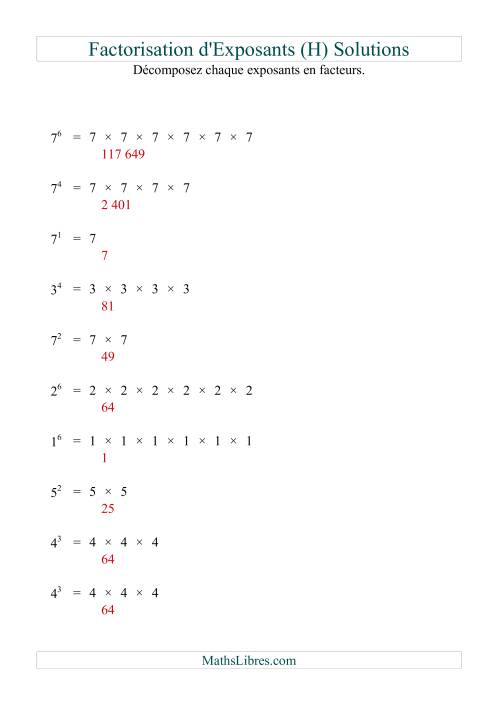 Décomposition de nombres en facteurs premiers (base 1 à 9; exposant 1 à 6) (H) page 2
