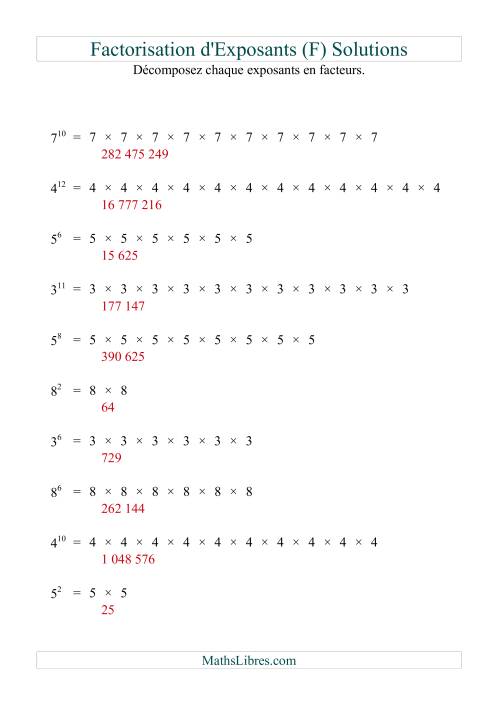 Décomposition de nombres en facteurs premiers (base 1 à 9; exposant 1 à 12) (F) page 2