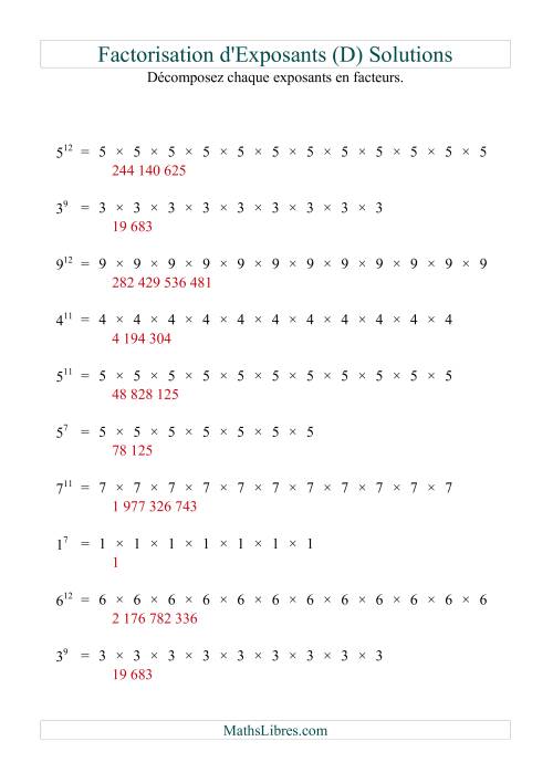 Décomposition de nombres en facteurs premiers (base 1 à 9; exposant 7 à 12) (D) page 2