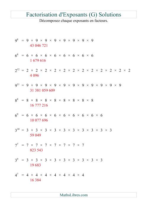 Décomposition de nombres en facteurs premiers (base 1 à 9; exposant 7 à 12) (G) page 2