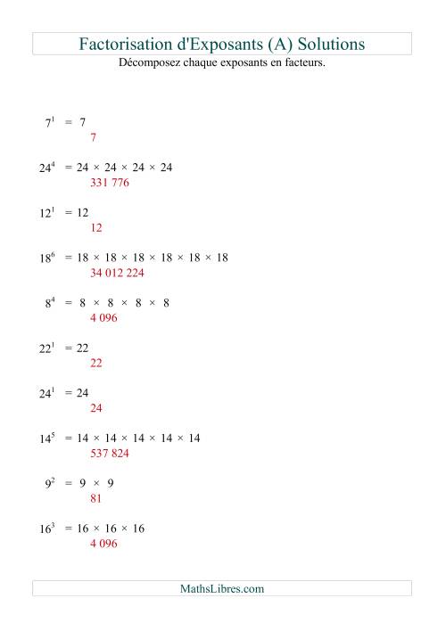 Décomposition de nombres en facteurs premiers (base 5 à 25; exposant 1 à 6) (A) page 2