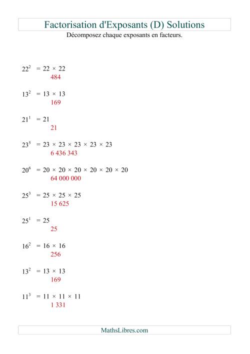 Décomposition de nombres en facteurs premiers (base 5 à 25; exposant 1 à 6) (D) page 2