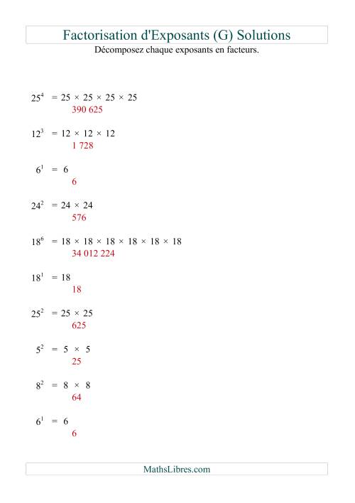 Décomposition de nombres en facteurs premiers (base 5 à 25; exposant 1 à 6) (G) page 2